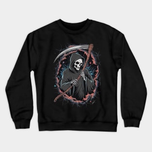 Grim Reaper Breaking Through Crewneck Sweatshirt